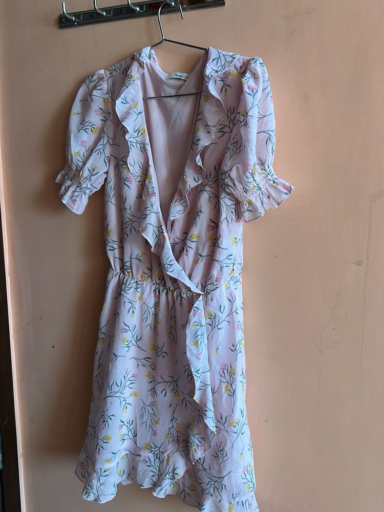 Floral Ruffle Wrap Dress