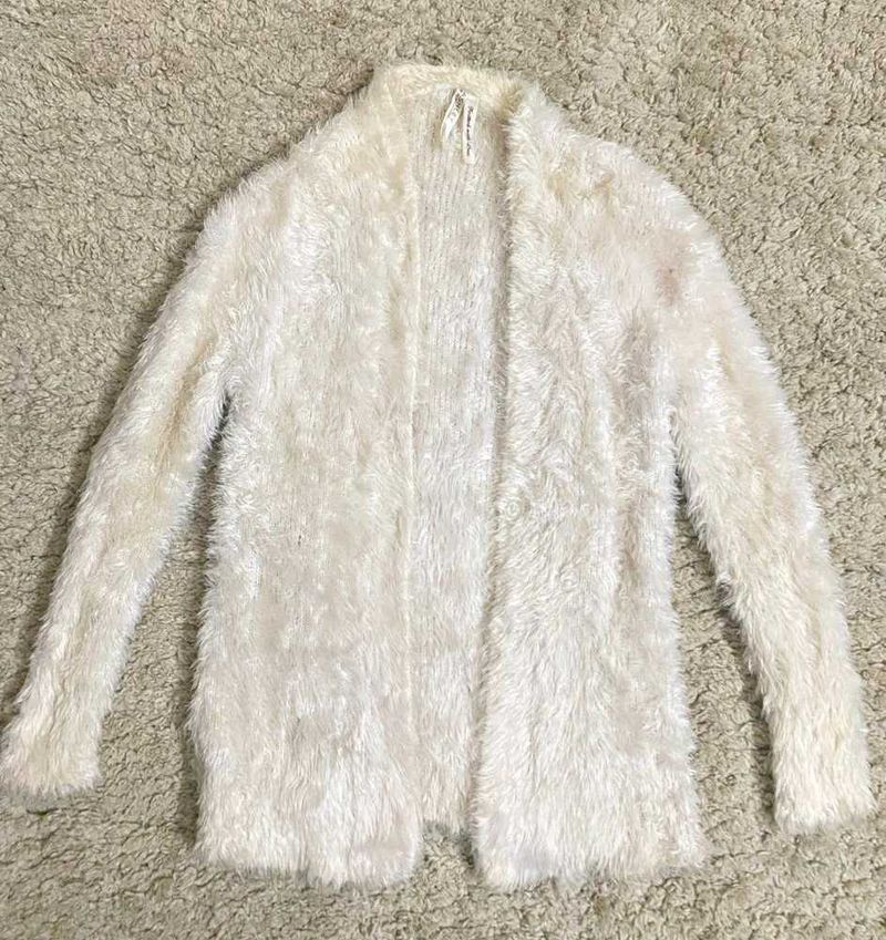 Cozy White Fuzzy Cardigan