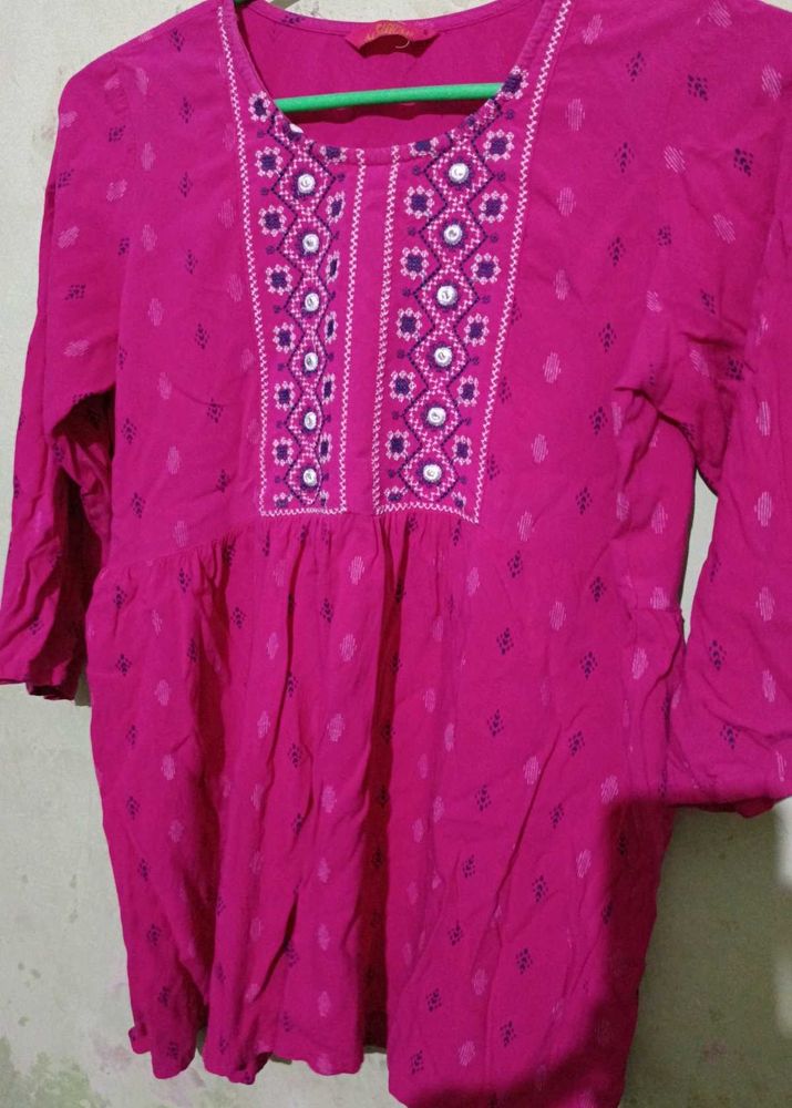 Pink Embroidered Top
