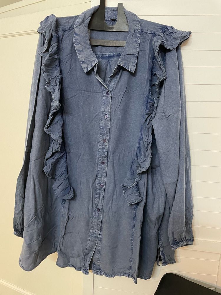Ruffle Denim Top