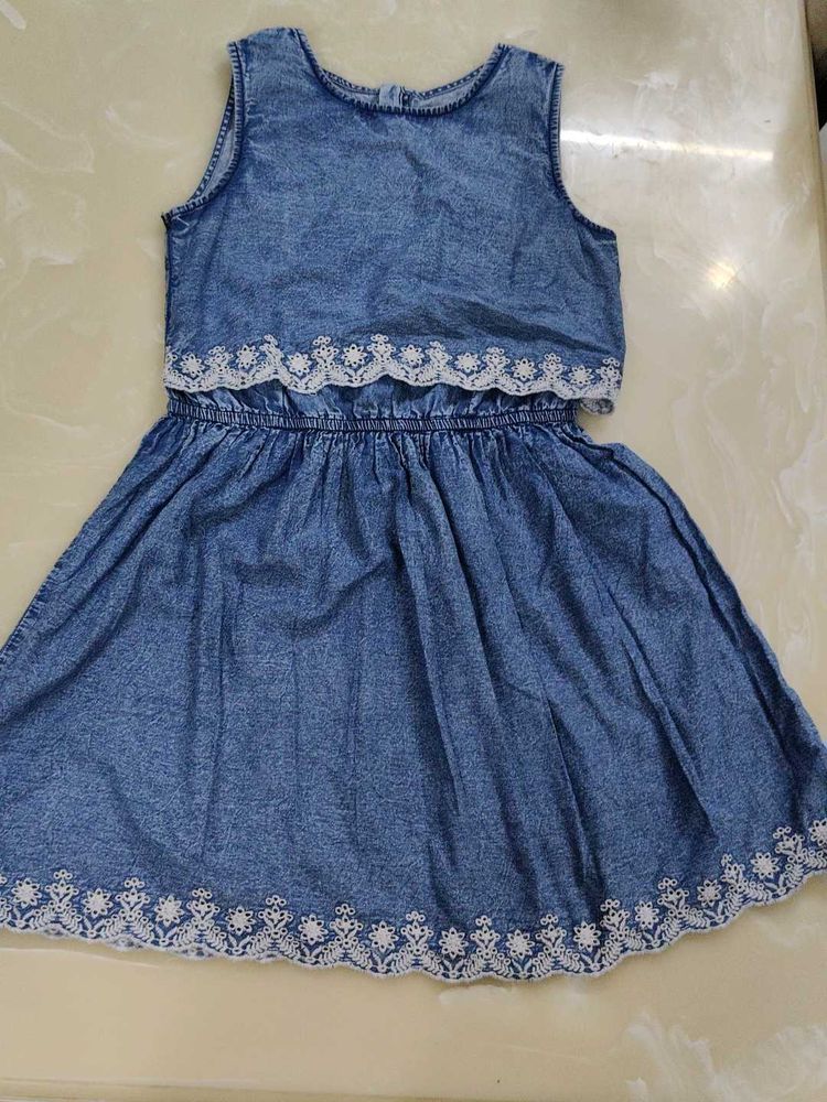 A stylish mini denim blue dress for women and girl