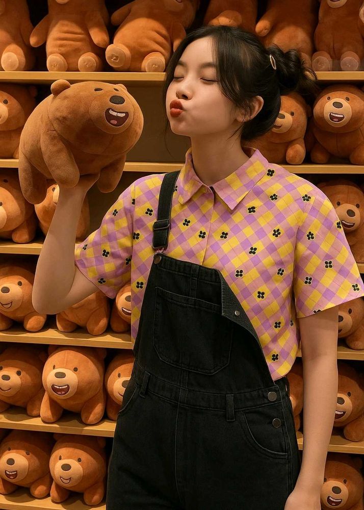 Cute Patterned Korean Top