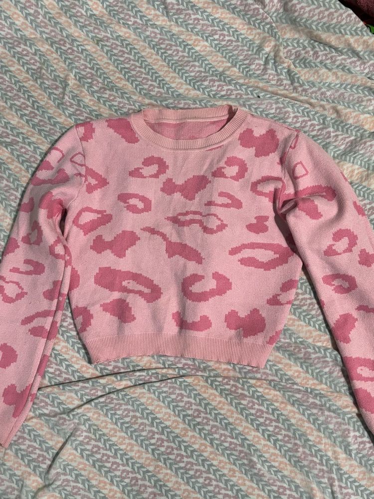 Pintresty Pink Animal Print Sweater