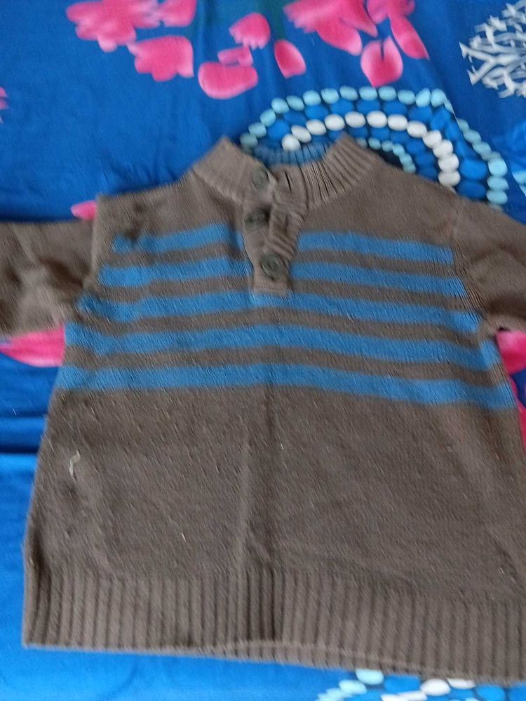 Brown Striped Knit Pullover