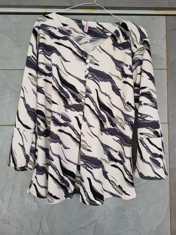 Patterned Long Sleeve Blouse