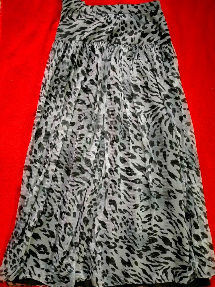 Leopard Print Charcoal Y2K Skirt