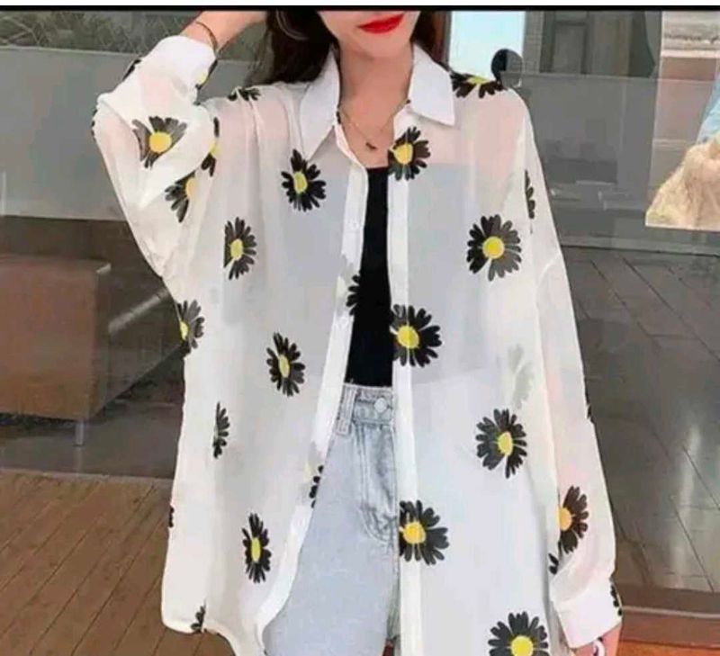 Daisy Print Chiffon Shirt