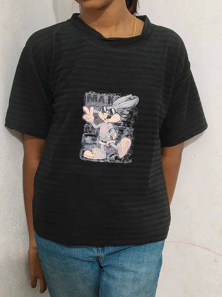 Cartoon Graphic Black T-Shirt