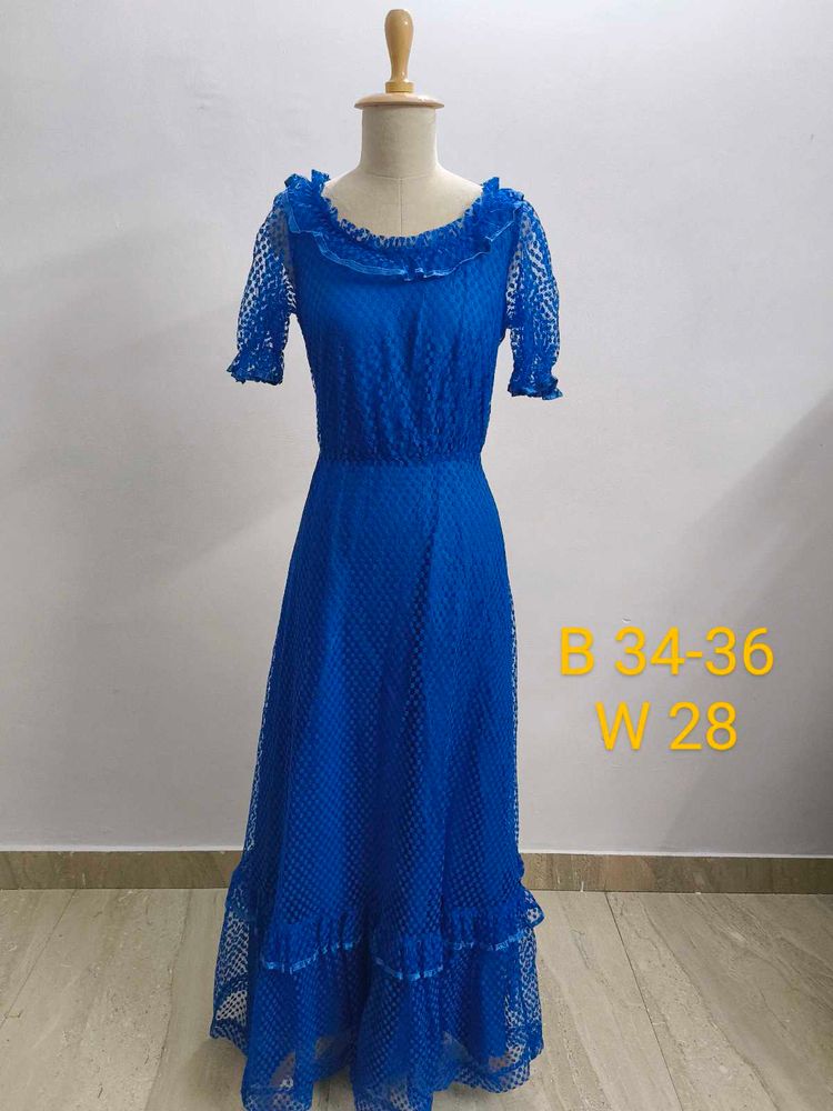Vintage Blue Mesh Dress