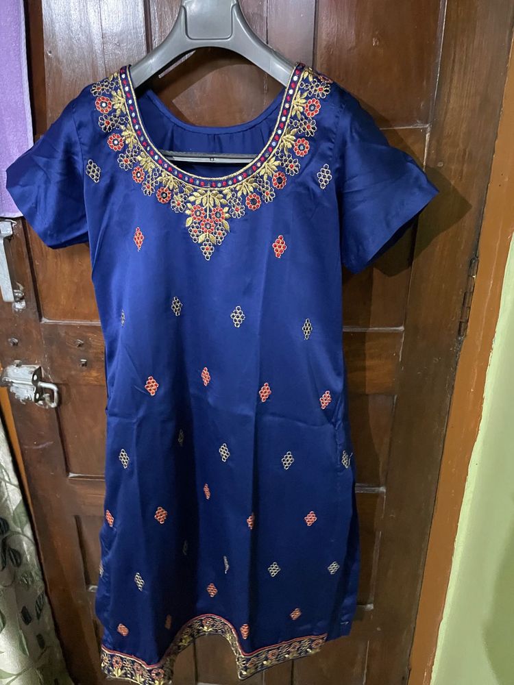 Blue Embroidered Suit (Brand New )