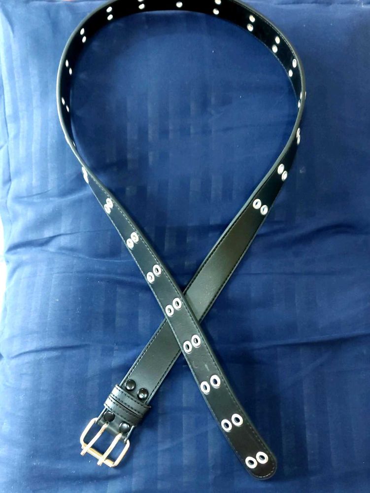 Black Belt with Eyelet Detail
