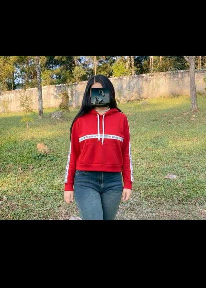 Red Hoodie with White Stripes