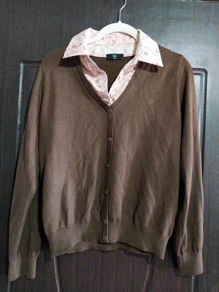 Layered Collar Cardigan
