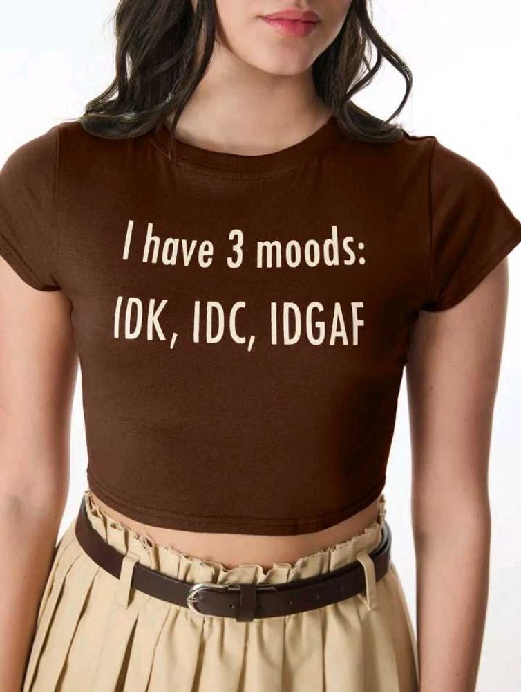 NEWME BROWN COLOR CROP TOP