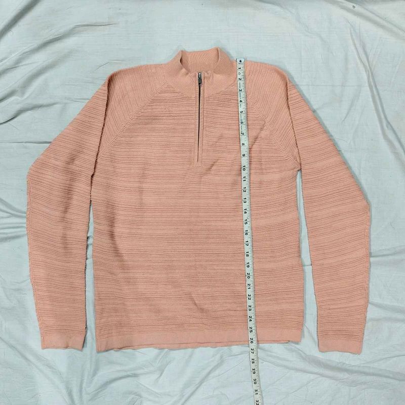 Peach Half-Zip Pullover Sweater