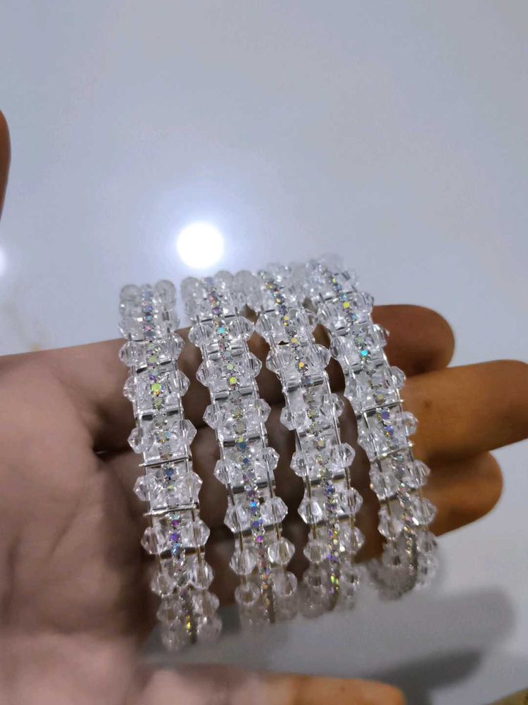 Crystal Beaded Bangles (Set of 4)