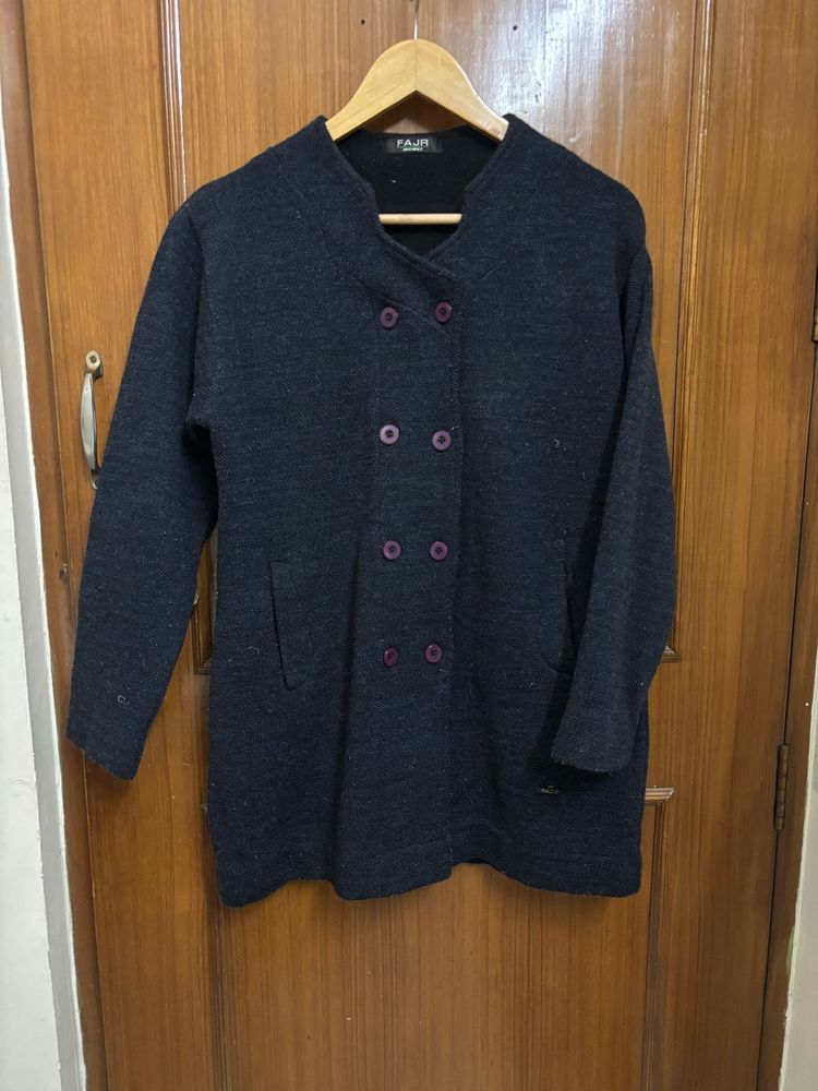 Double Breasted Wool Blend Cardigan Coat