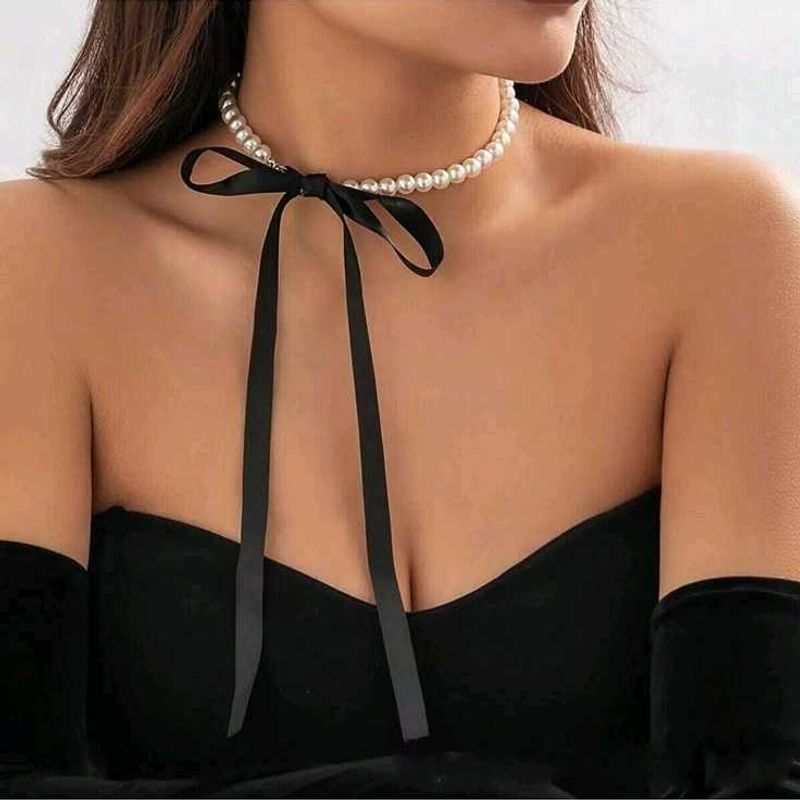 Pearl Ribbon Choker