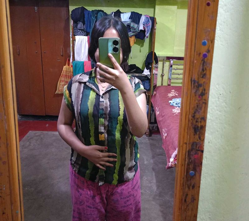 Multicolored Half Sleeve Shirt Top