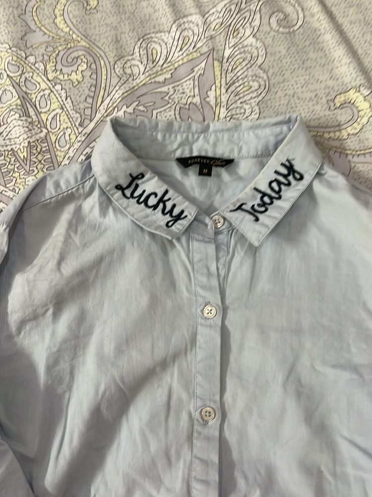 Cute &#39;Lucky Today&#39; Light Blue Top