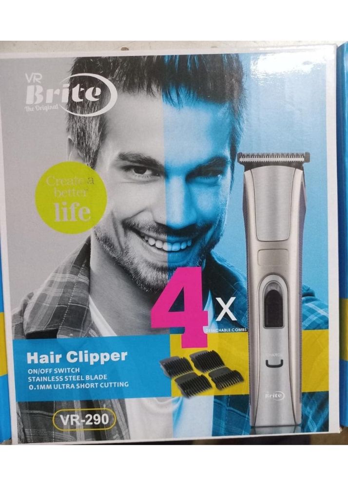 VR Brite V R Brite VR-290 Professional Rechargeable Hair Trimmer Electric Hair Clipper, Razor Runtime: 60 min Trimmer for Men &amp; Women (Golden)