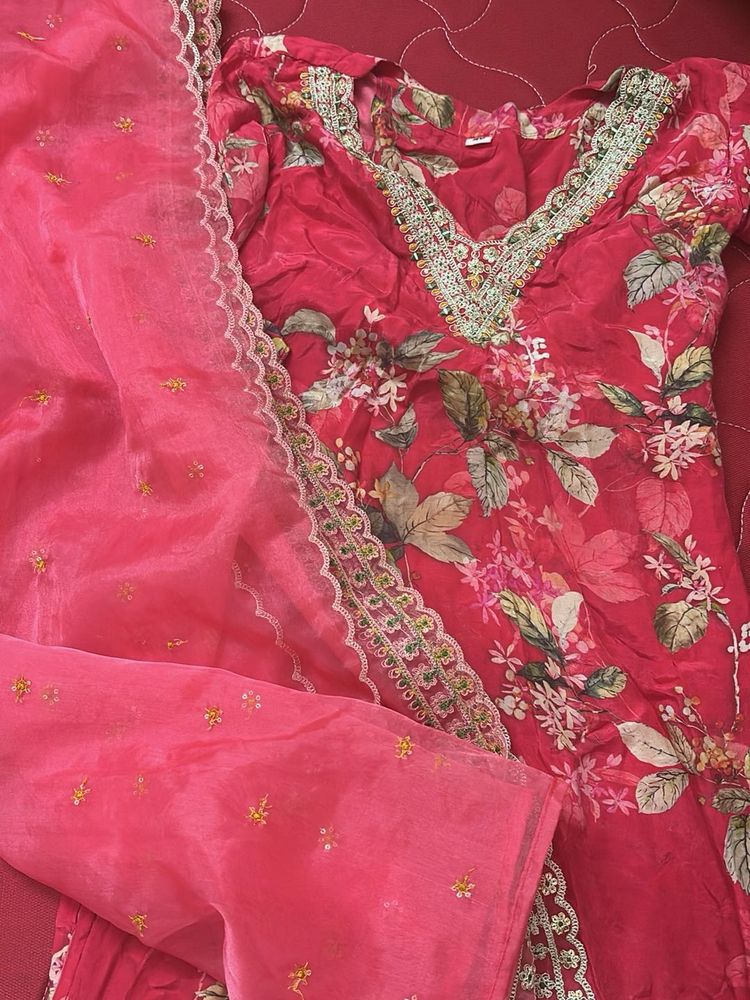 Pink Floral Salwar Kameez