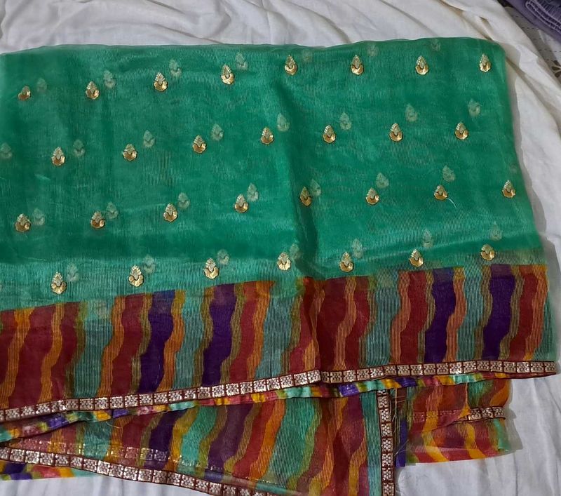 Green Embellished Saree