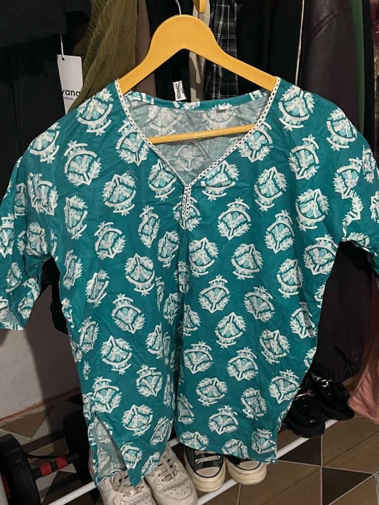 Green Patterned Kurti🪷