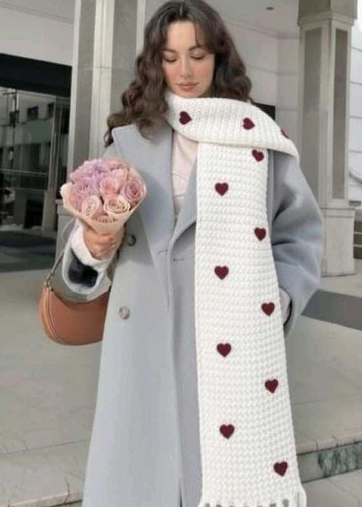 Heart Pattern Crochet Scarf