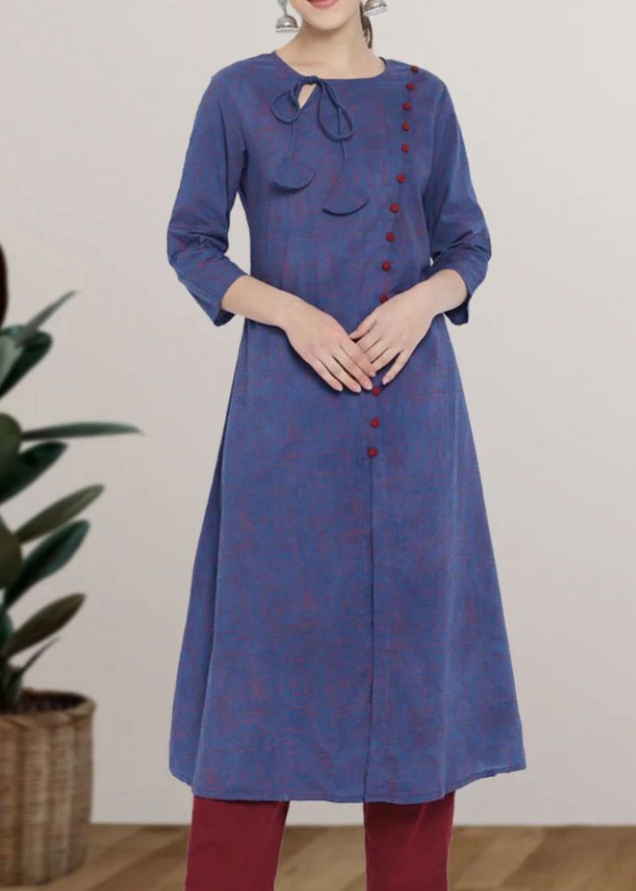 Denim Embroidered Kurta