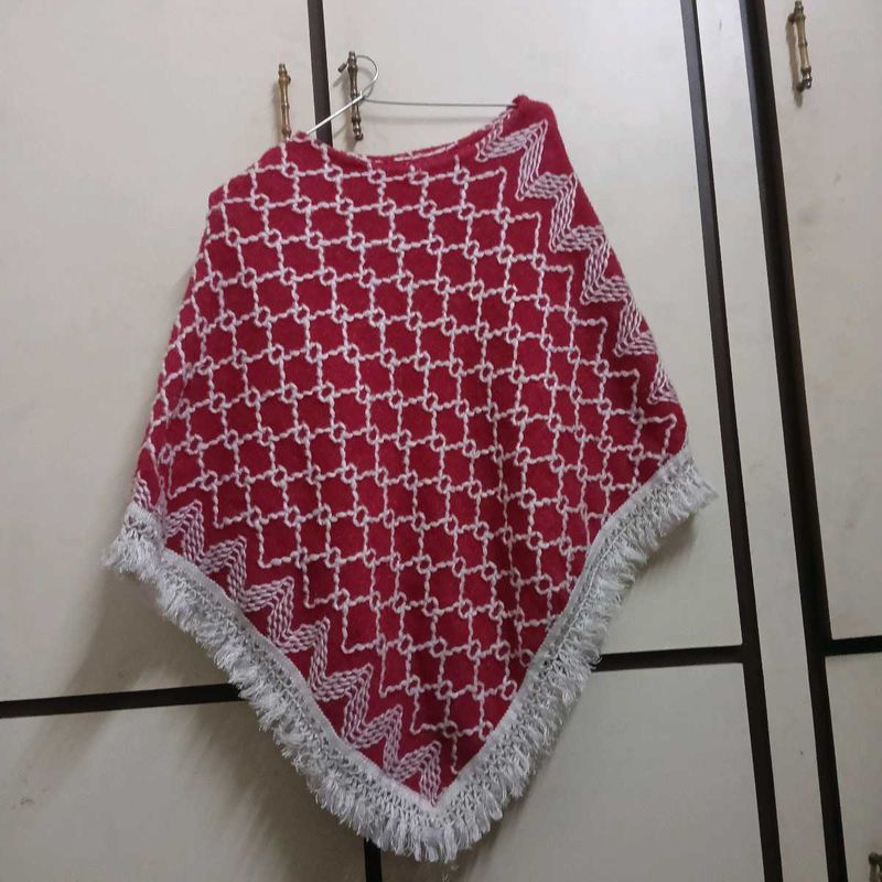 Stylish cherry &amp; White Poncho