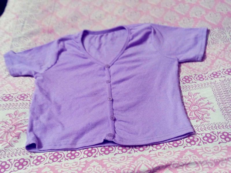 Cute Lilac Buttoned Top