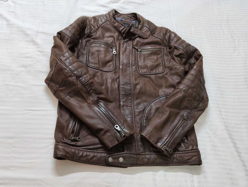 Woodland Men&#39;s Brown Pure Leather Jacket