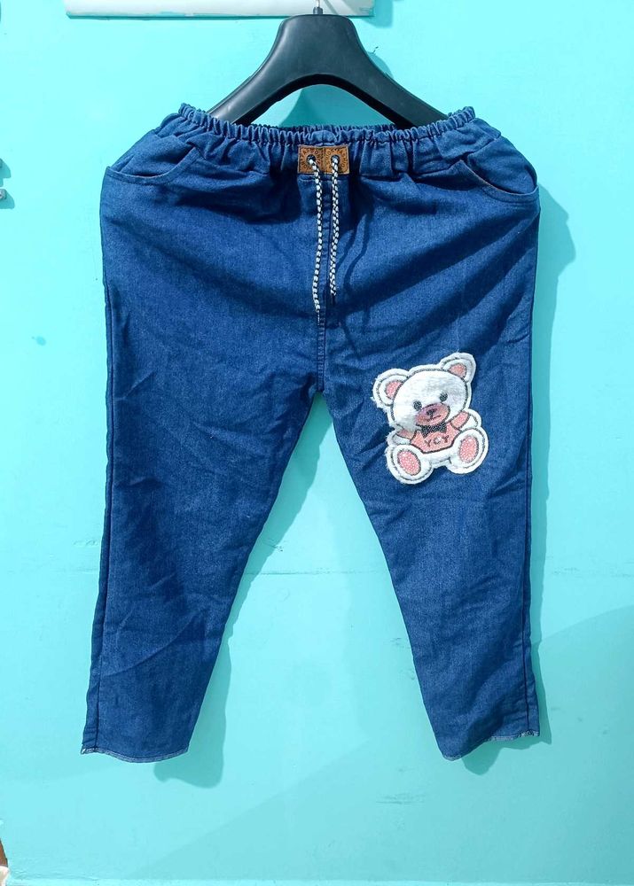 Cute Denim Jeans with Teddy Bear