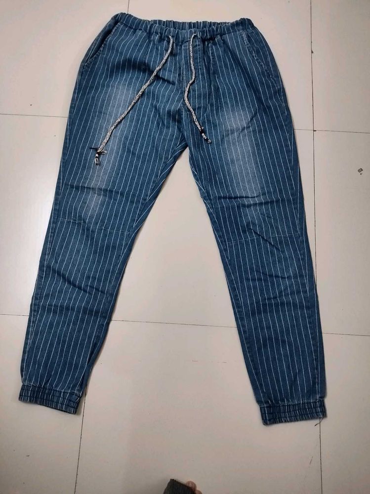 Striped Denim Joggers