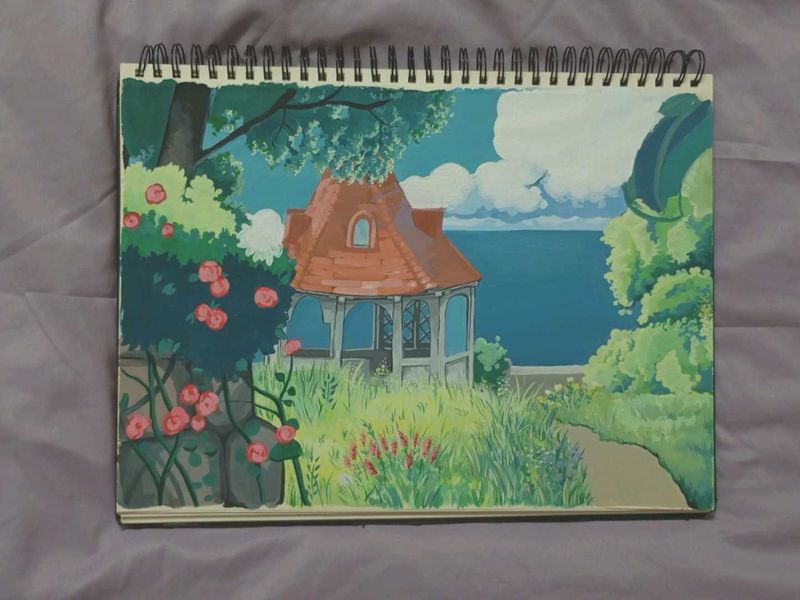 Studio Ghibli Inspired Landscape Painting