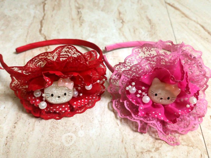 CUTE HELLO KITTY HAIRBAND for Girls.. Set Of 2. Negotiable.