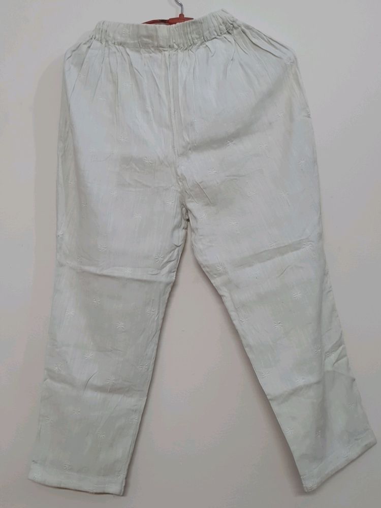 White Chikankari Pallazo Pant
