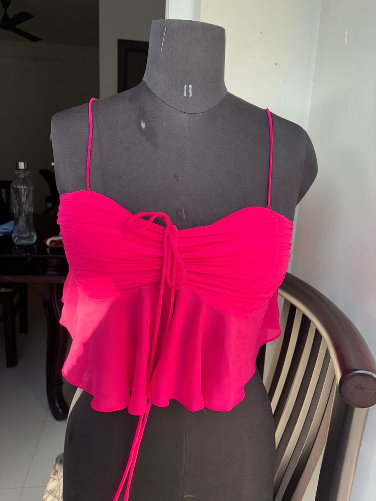Pink Ruffle Crop Top