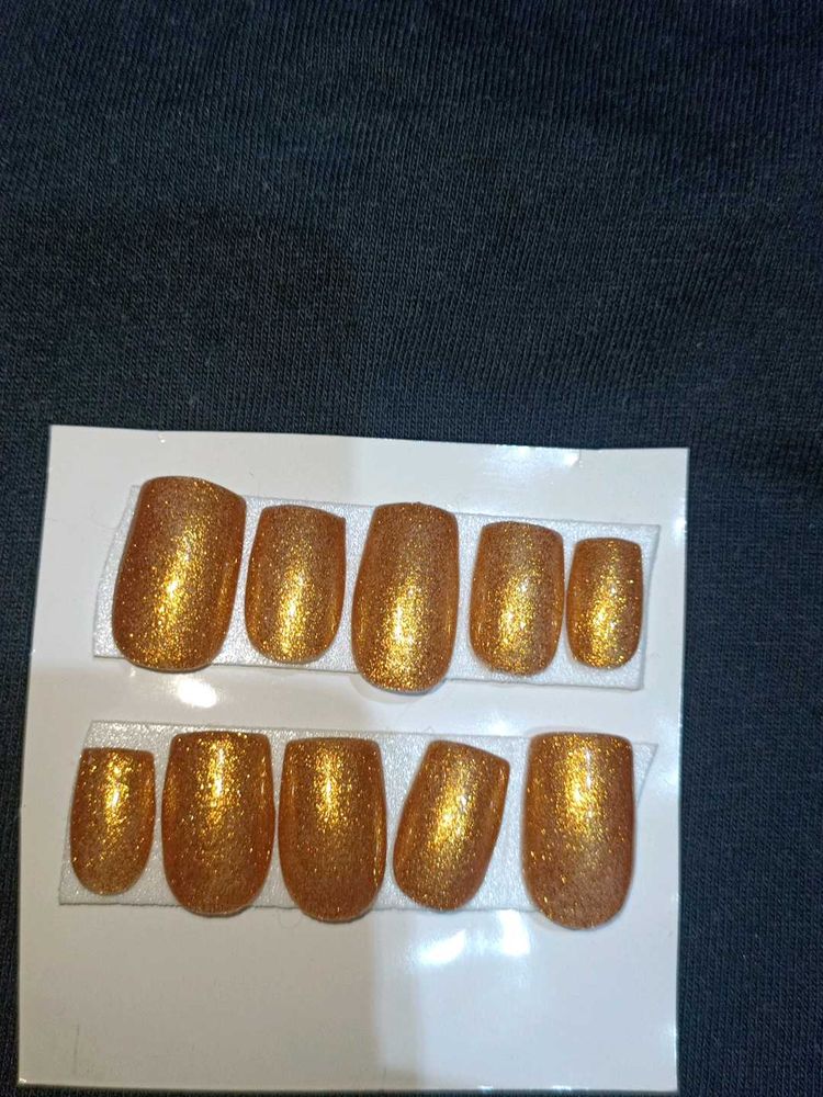 Gold Glitter Press-On Nails