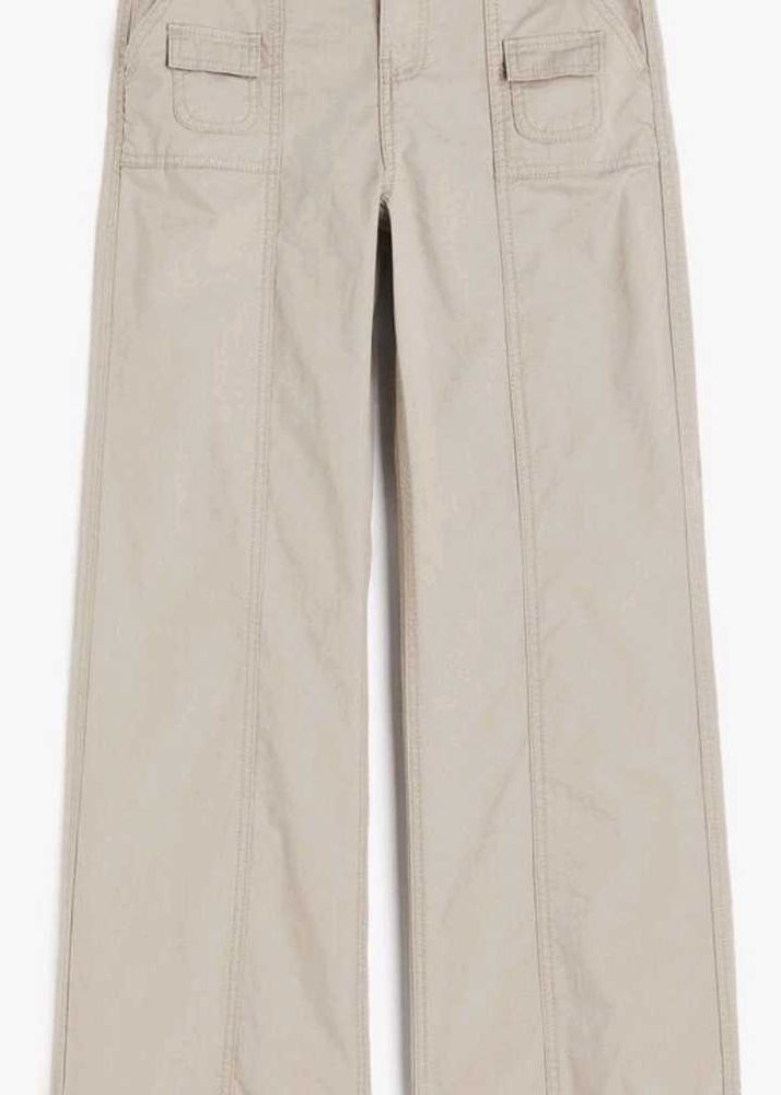 Beige Wide Leg Pants