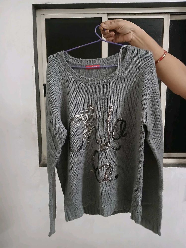 Made In Russia New Gray Embellished Sweater Top