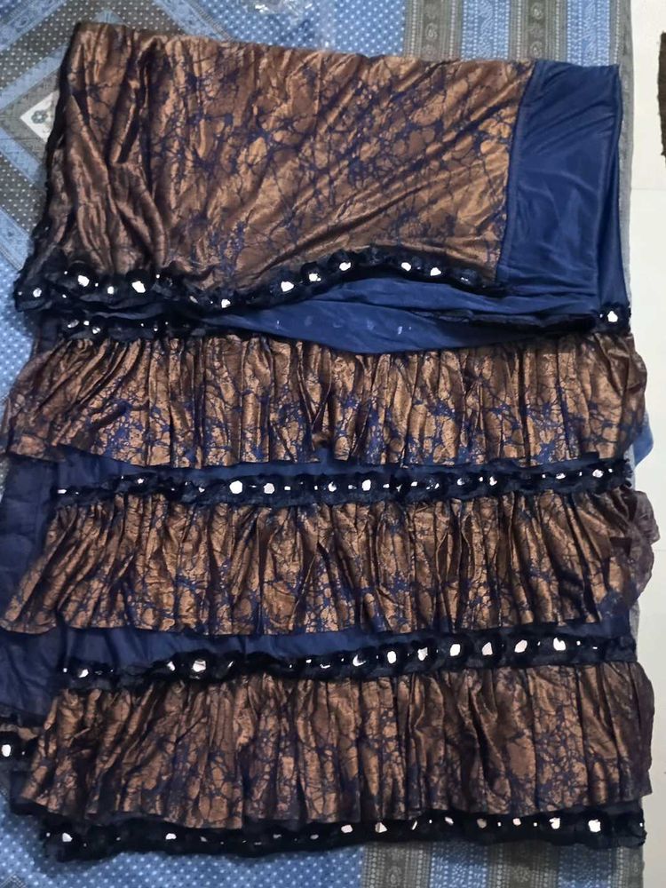 Elegant Brown &amp; Blue Saree