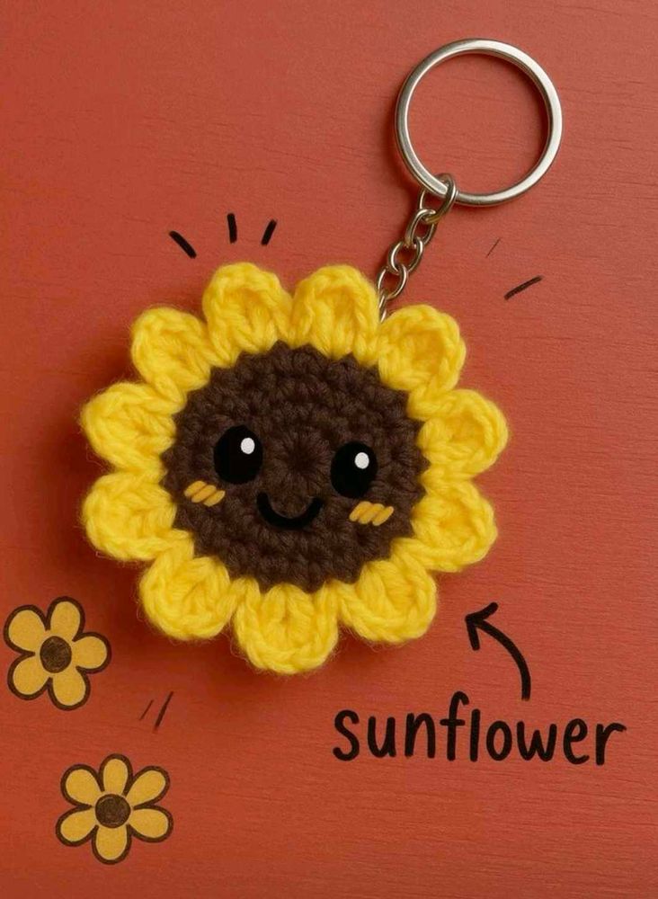 Sunflower Crochet Keychain