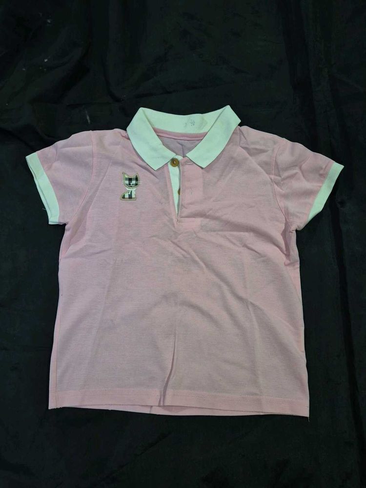 Cute Pink Polo Shirt/hello kitty / crop top