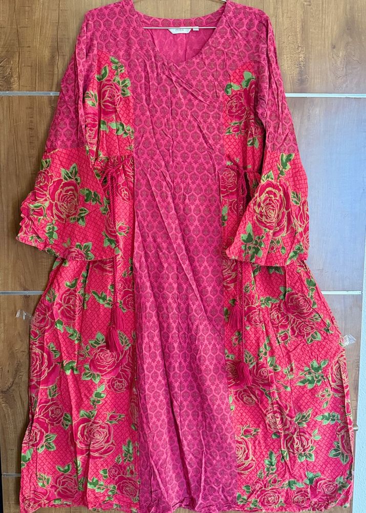 Floral Print Pink Kurta
