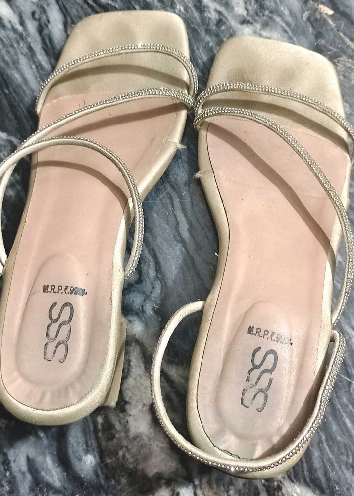 Shimmer Strap Satin Heels