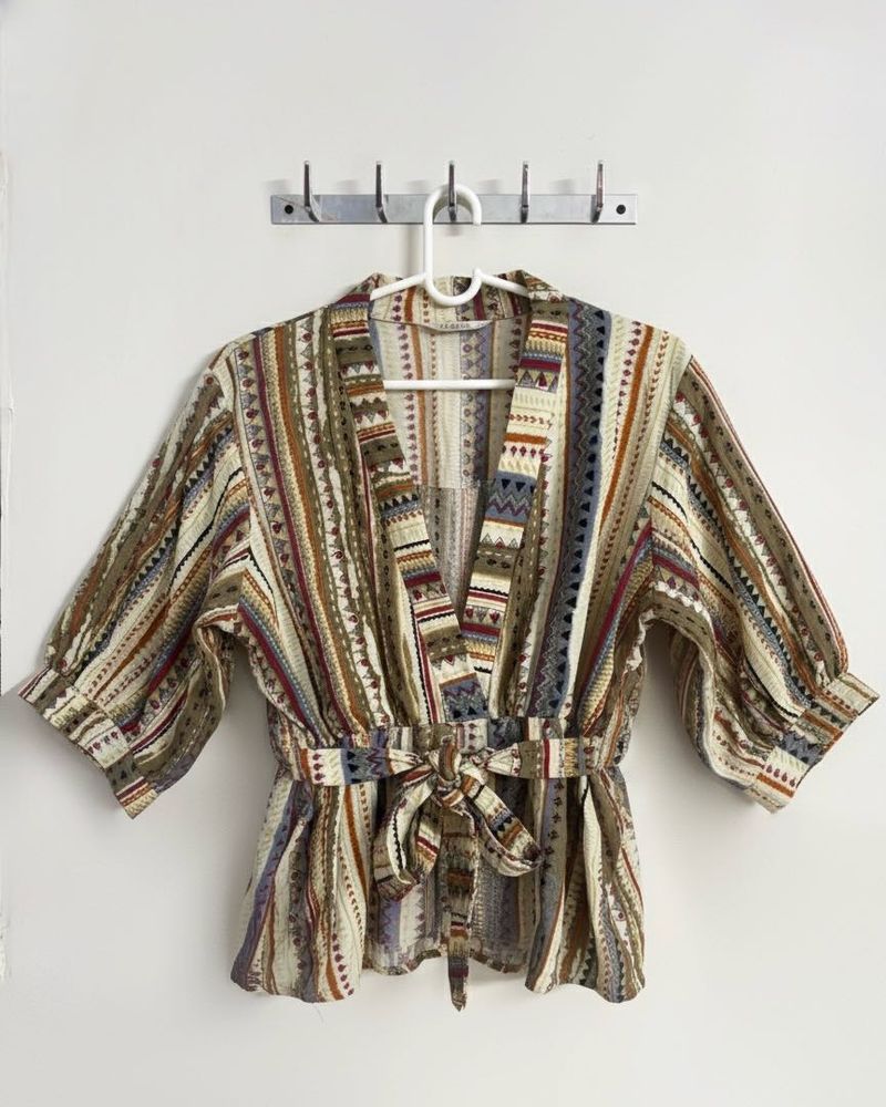 Boho Woven Tie-Waist Top | Size XXL