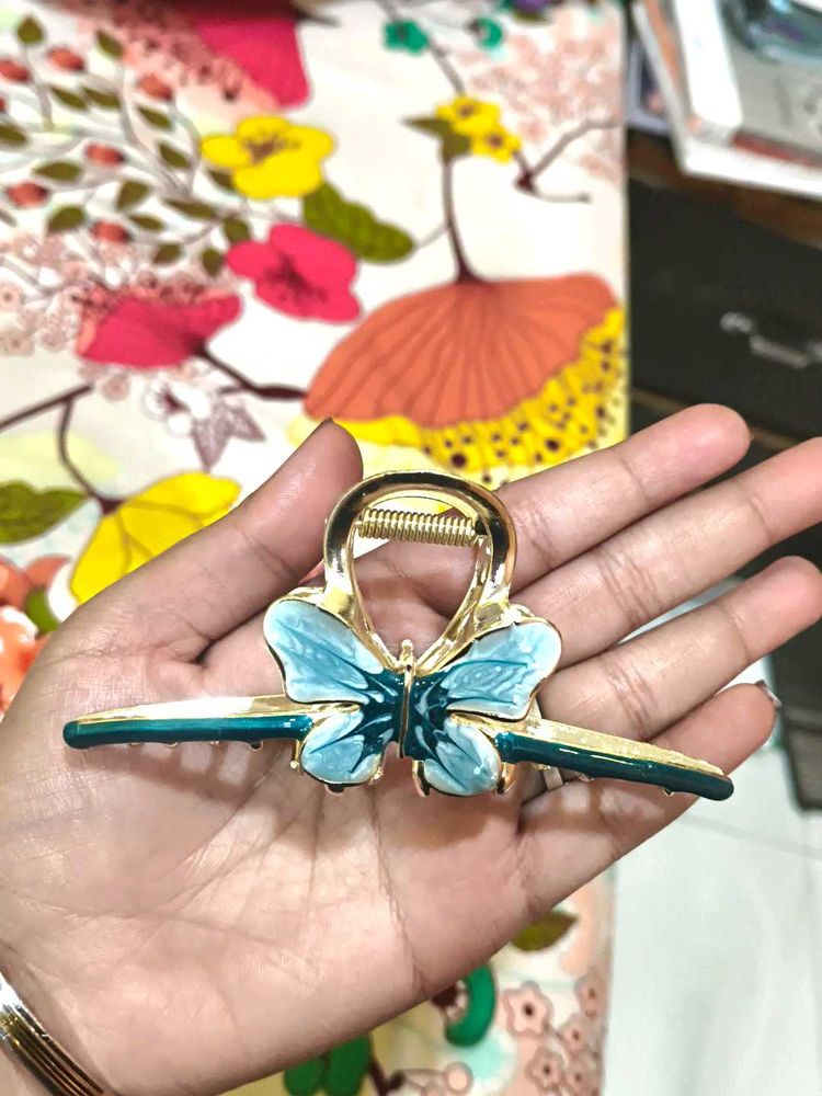 Blue Butterfly Hair Claw Clip