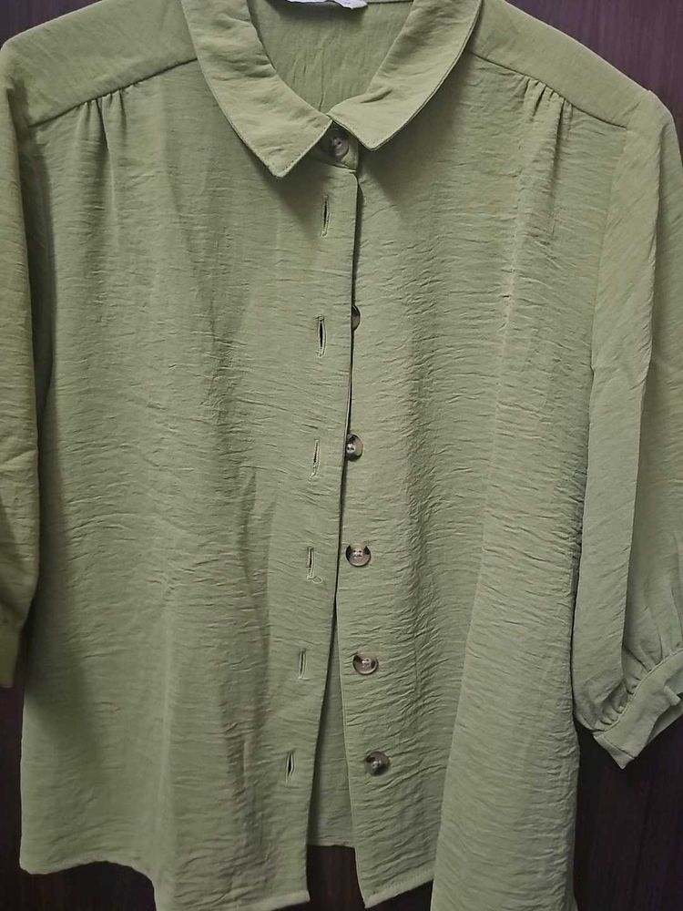 Olive Green Button-Down Shirt
